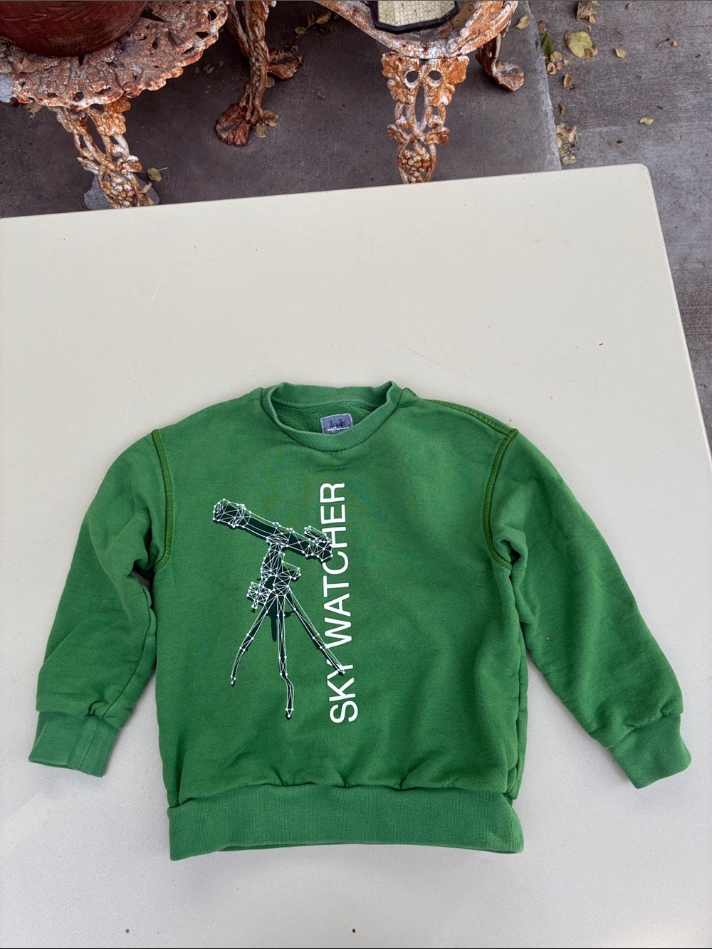 Il Gufo Green Sky Watcher Graphic Crewneck Sweater Kids Sold As Is